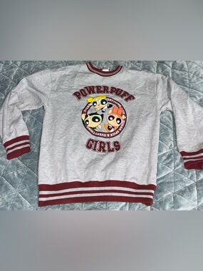 Powerpuff Girls Gray & Burgundy Pullover Sweatshirt Small
